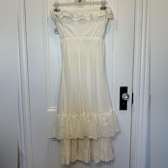 NWT - Nine West Linen Strapless Boho Dress with Ruffle Accents - Size 10 - Picture 2 of 5